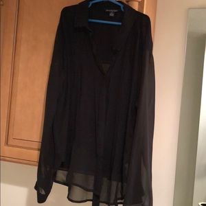 AE sheer button up blouse